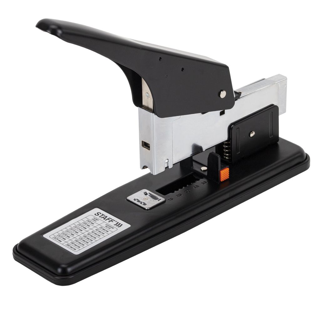 Степлер МОЩНЫЙ №24/6-23/24 металлический STAFF "HEAVY DUTY ECO", до 200 листов, черный