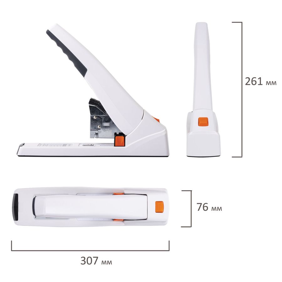 Степлер ЭНЕРГОСБЕРЕГАЮЩИЙ МОЩНЫЙ № 24/6 - 23/13 BRAUBERG "ONE MOMENT", до 100 листов БЕЗ УСИЛИЙ
