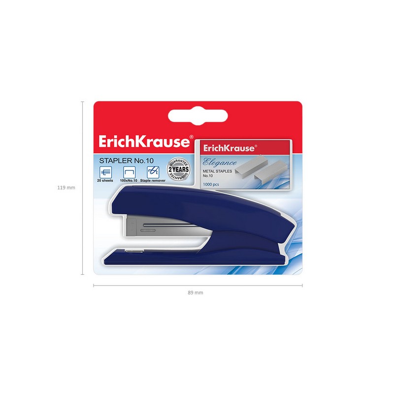 Степлер Erich Krause №10, 15 листов, в ассортименте