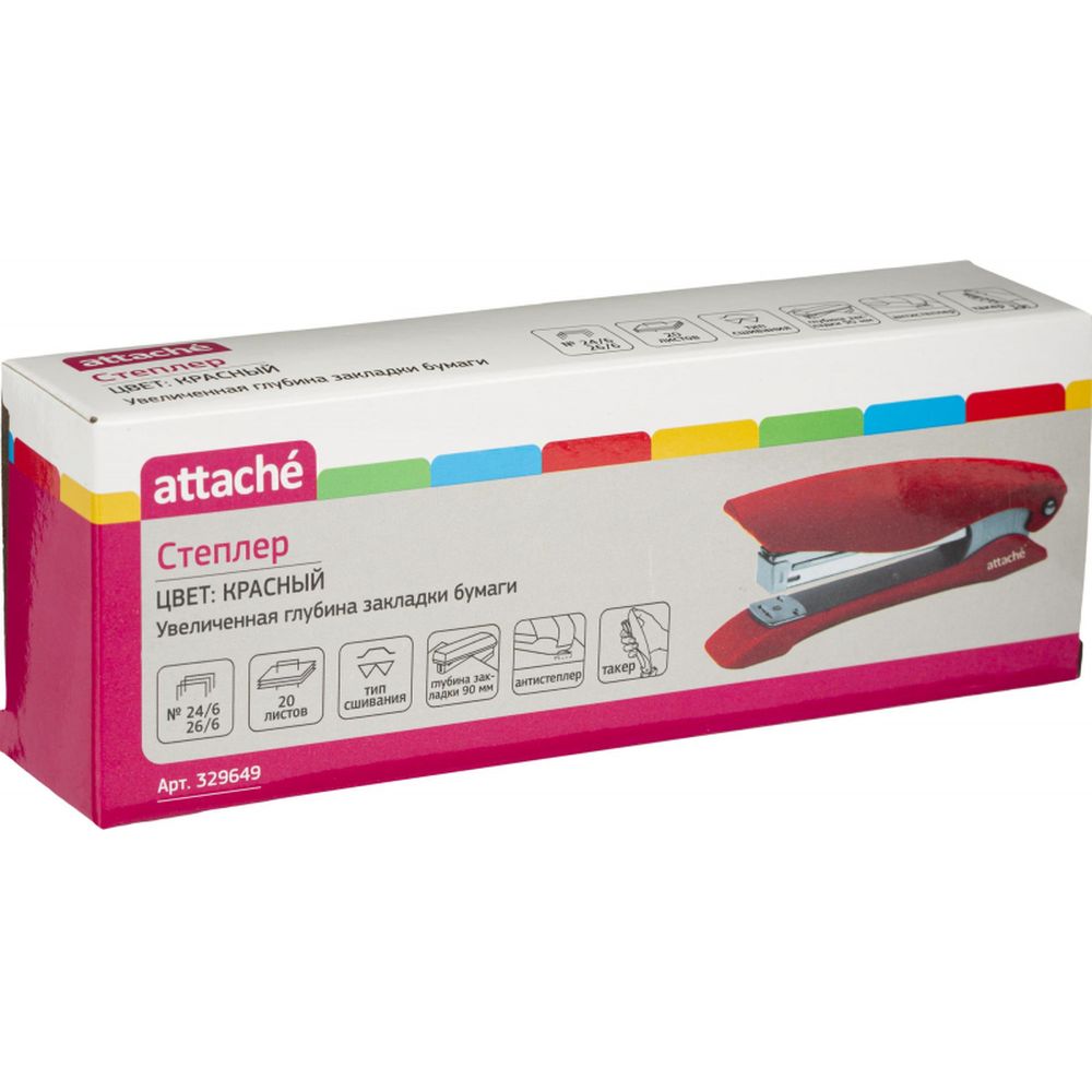 Степлер 20 листов ATTACHE №24/6, красный