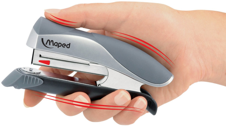 Степлер 20/25 листов MAPED ERGOLOGIC HALF STRIP 24/6 и 26/6, ассорти, короб с подвесом