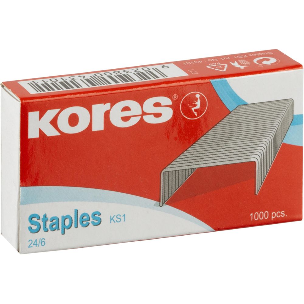 Скобы для степлера №24/6 Kores, 1000 шт.