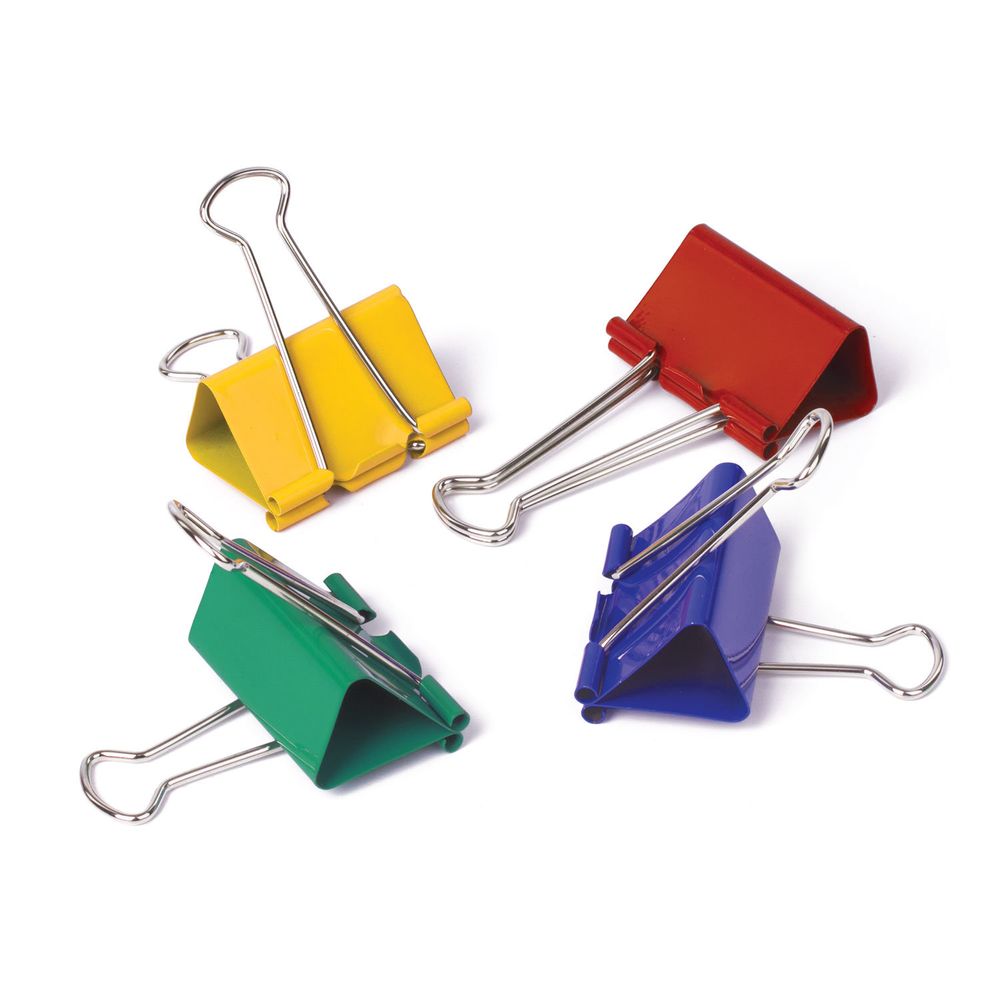 Зажимы для бумаг BRAUBERG, КОМПЛЕКТ 12 шт., 41 мм, на 200 листов, цветные, картонная коробка