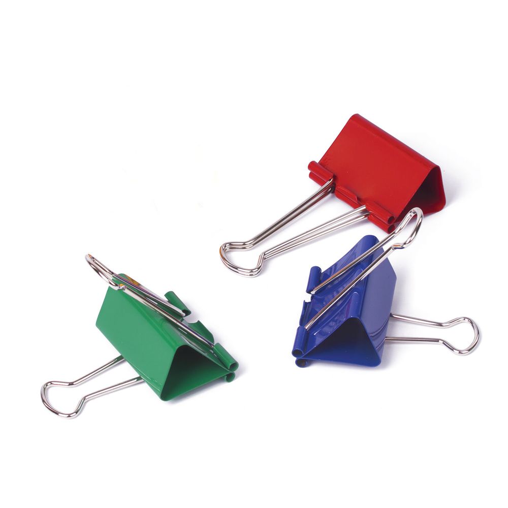 Зажимы для бумаг BRAUBERG, КОМПЛЕКТ 12 шт., 51 мм, на 230 листов, цветные, картонная коробка