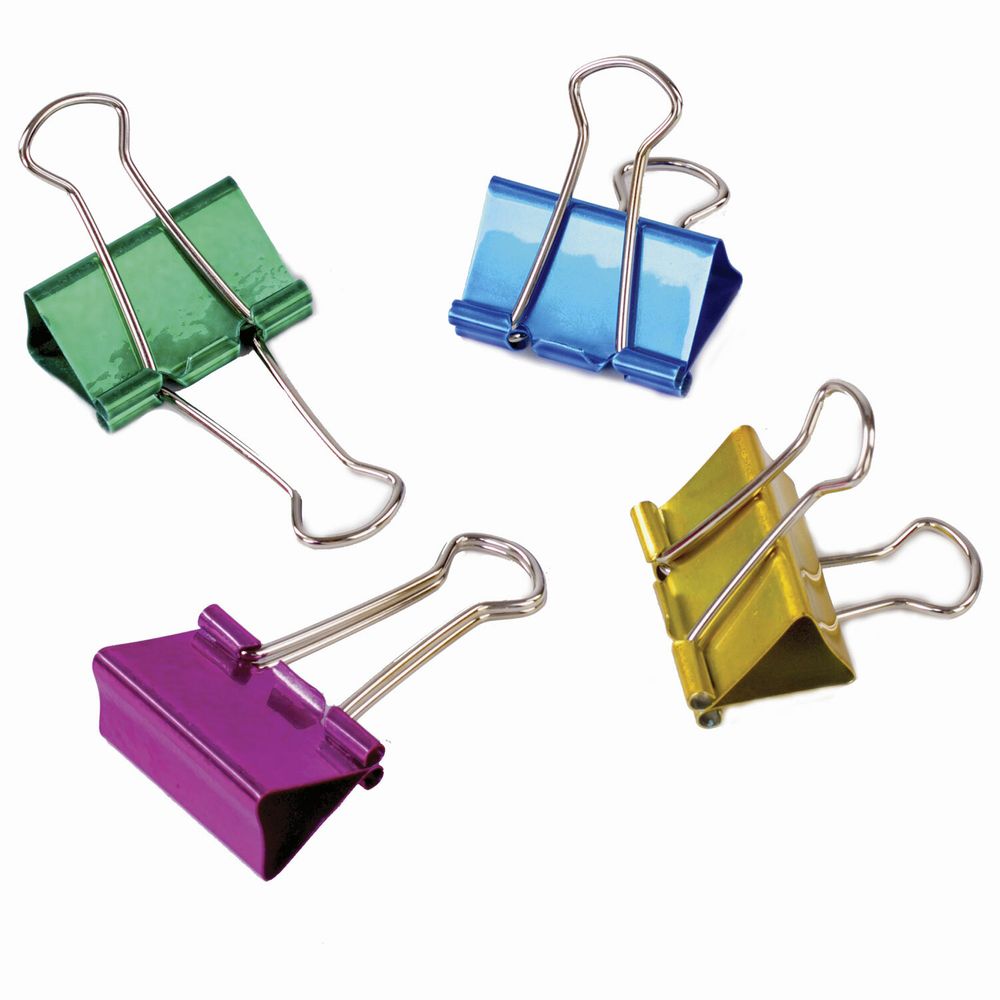 Зажимы для бумаг BRAUBERG, КОМПЛЕКТ 40 шт., 19 мм, на 60 листов, цвет металлик, пластиковый цилиндр