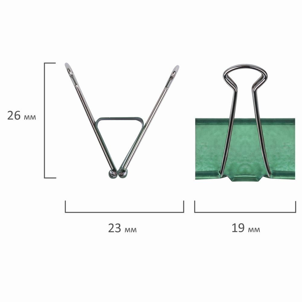 Зажимы для бумаг BRAUBERG, КОМПЛЕКТ 40 шт., 19 мм, на 60 листов, цвет металлик, пластиковый цилиндр