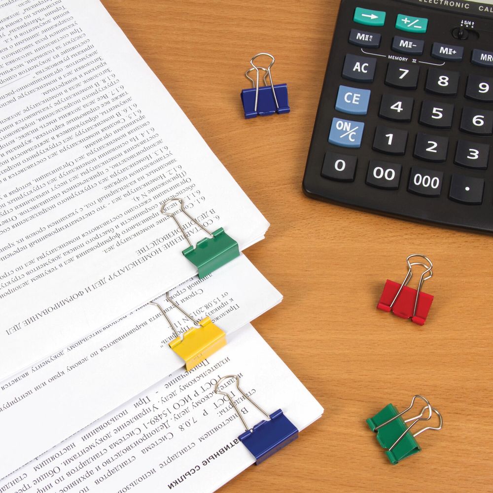 Зажимы для бумаг BRAUBERG, КОМПЛЕКТ 48 шт., 25 мм, на 100 листов, цветные, в пластиковом цилиндре