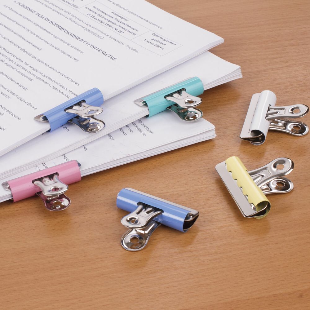 Зажимы-бульдоги для бумаг большие BRAUBERG, КОМПЛЕКТ 10 шт., 57 мм, на 90 листов, картонная коробка