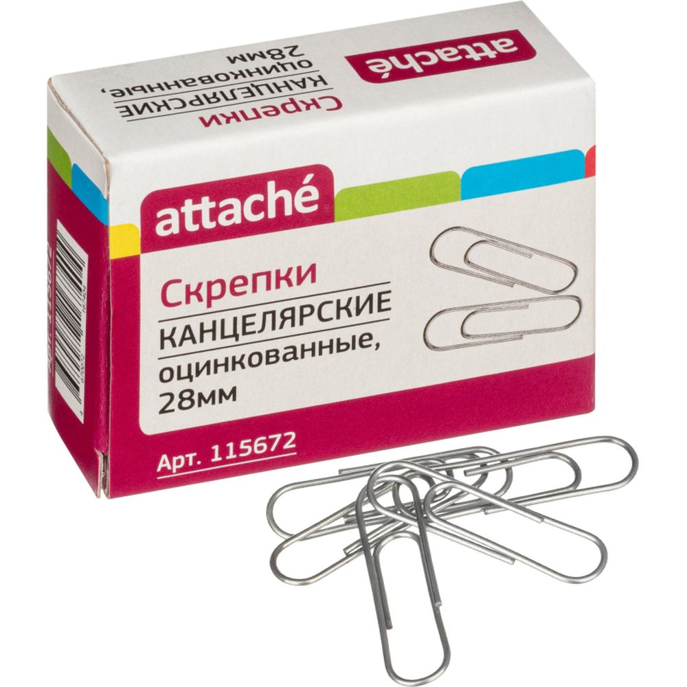 Скрепки 28 мм ATTACHE С28-100, сталь, 100шт/уп