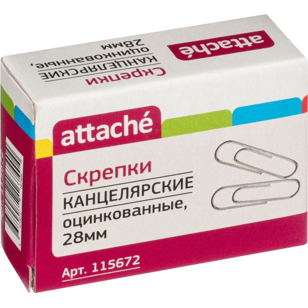 Скрепки 28 мм ATTACHE С28-100, сталь, 100шт/уп