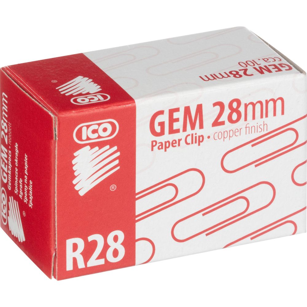 Скрепки 28 мм ICO, медь, 100шт/уп
