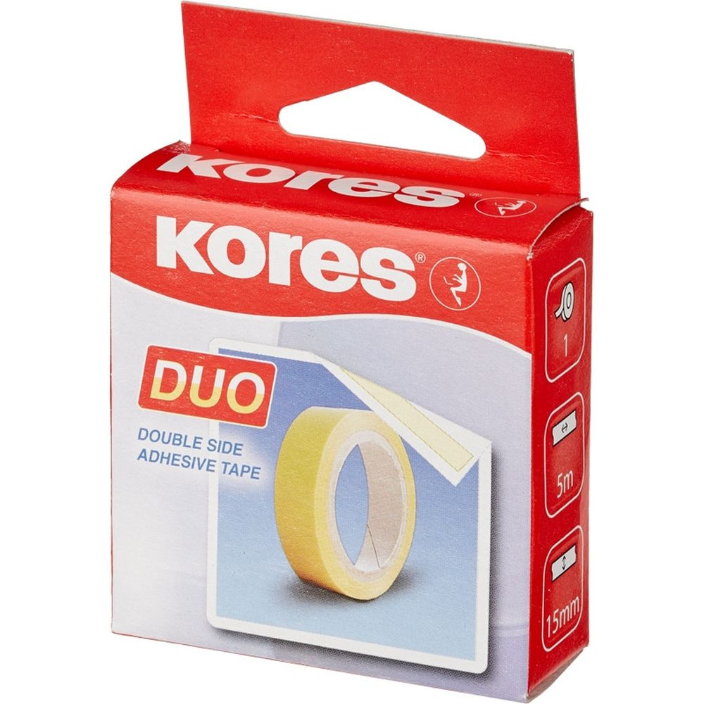 Лента клейкая Kores двусторонняя, 15 мм*5 м