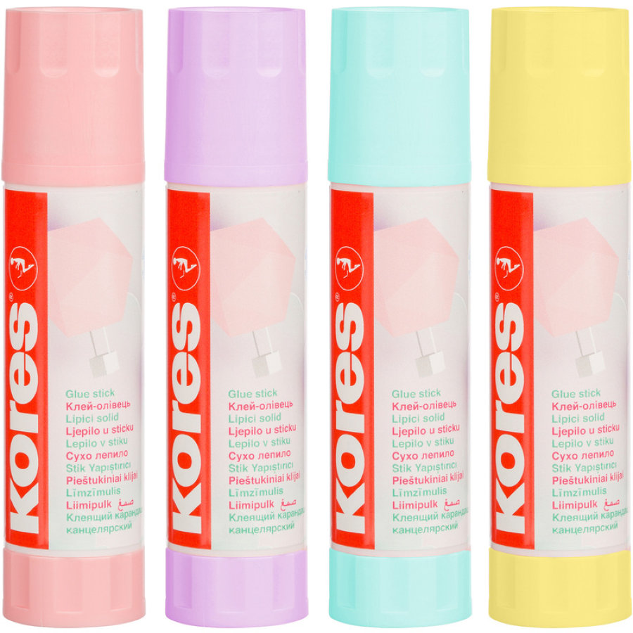 Клей-карандаш KORES 20гр Pastel, ассорти