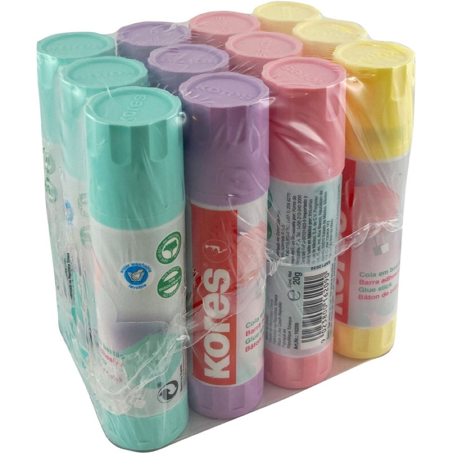 Клей-карандаш KORES 20гр Pastel, ассорти