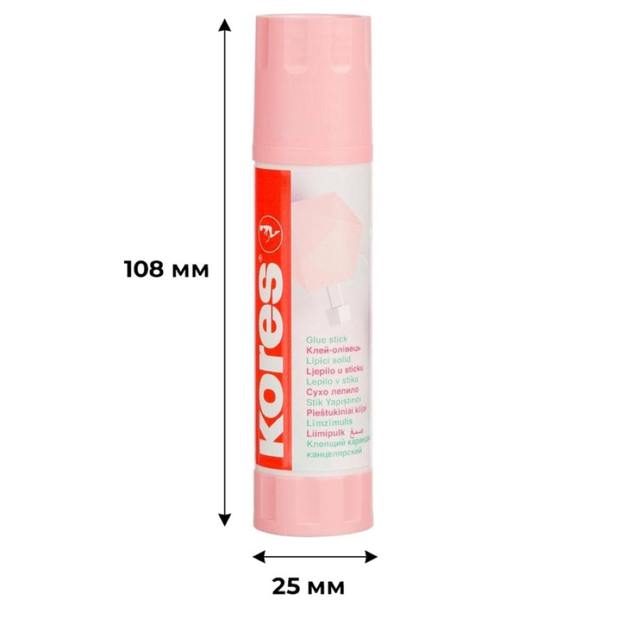 Клей-карандаш KORES 20гр Pastel, ассорти