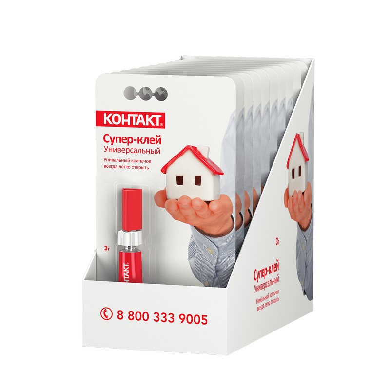 Супер-клей "КОНТАКТ" Универсальный, 3 г, бл.