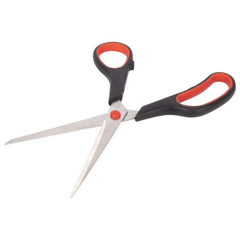 Ножницы STAFF EVERYDAY, 215 мм, бюджет, резиновые вставки, черно-красные, ПВХ чехол