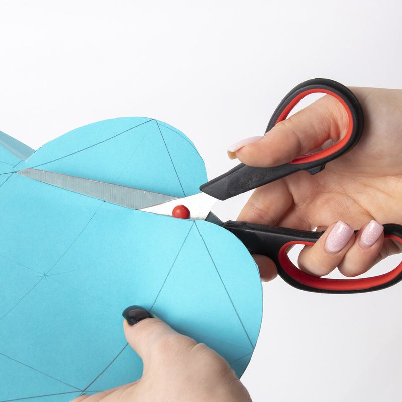 Ножницы STAFF EVERYDAY, 215 мм, бюджет, резиновые вставки, черно-красные, ПВХ чехол