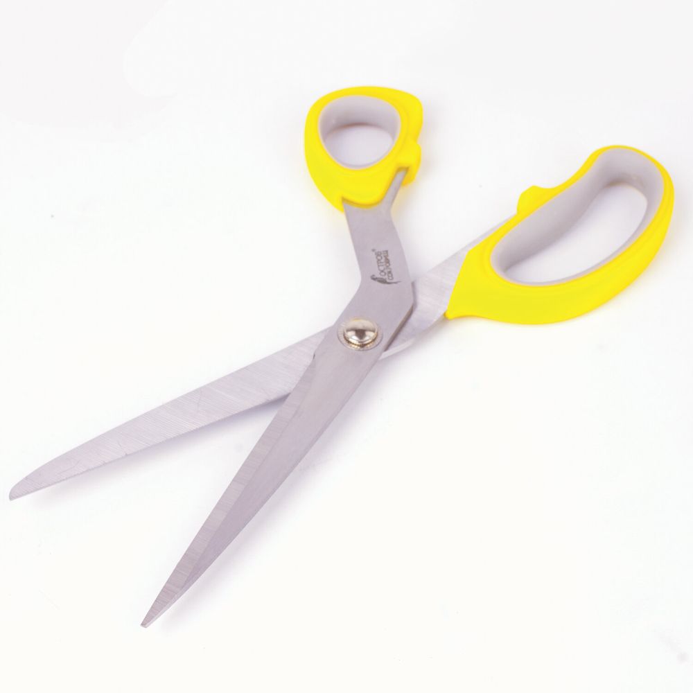 Ножницы портновские ОСТРОВ СОКРОВИЩ ПРЕМИУМ, 230 мм, желтые с резиновыми серыми вставками