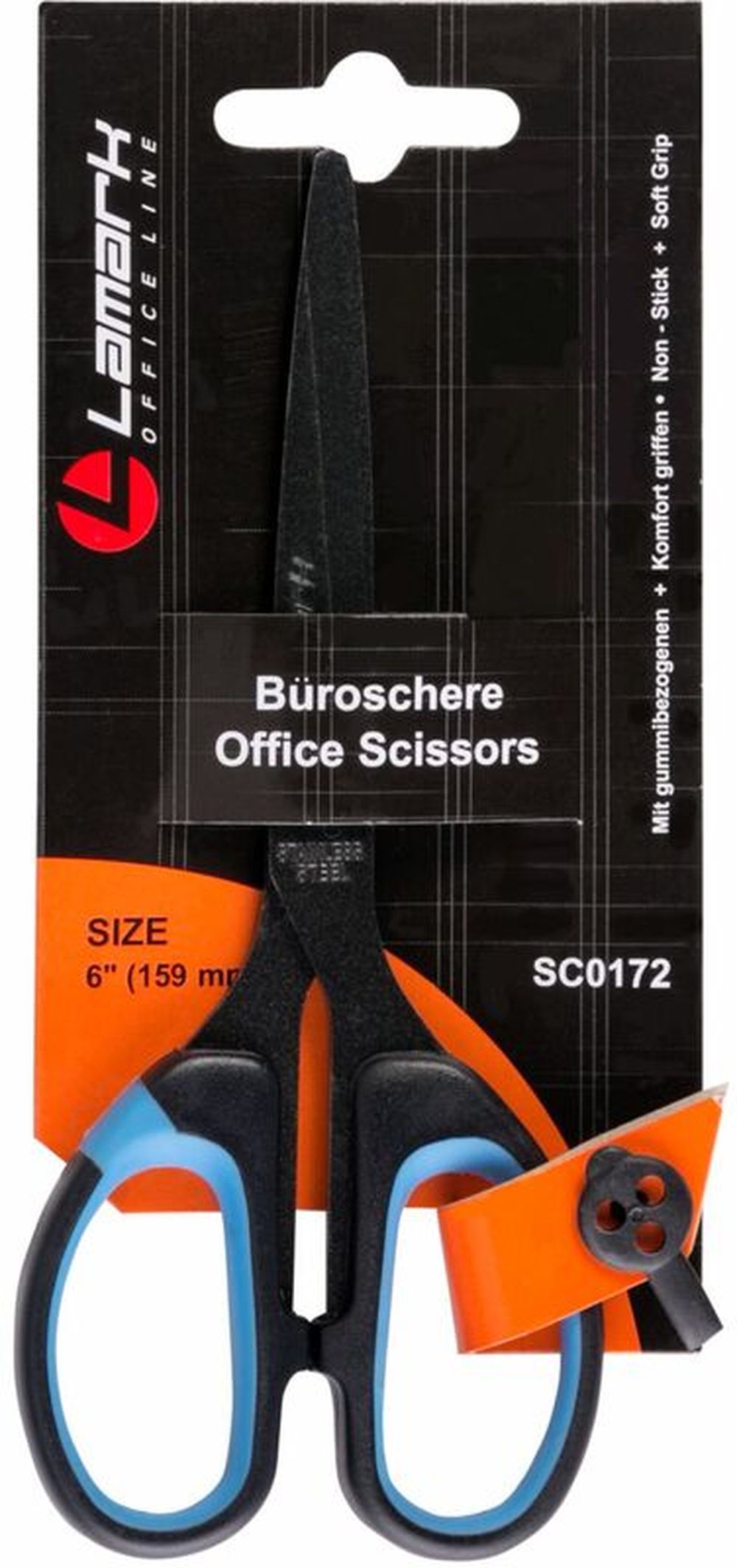 Ножницы 15,9 см с покрытием non-stick лезвий, пластиковые ручки с мягкими вставками, Lamark