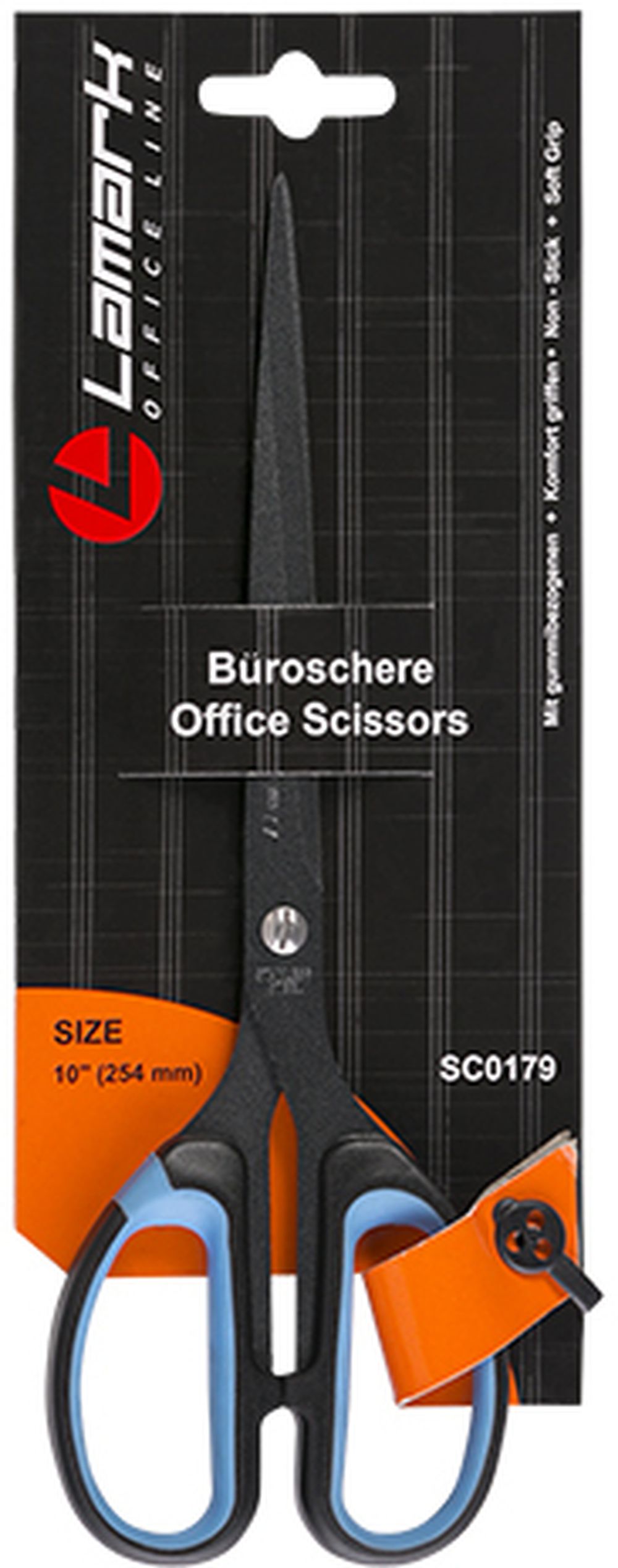 Ножницы 25,4 см с покрытием non-stick лезвий, пластиковые ручки с мягкими вставками, Lamark