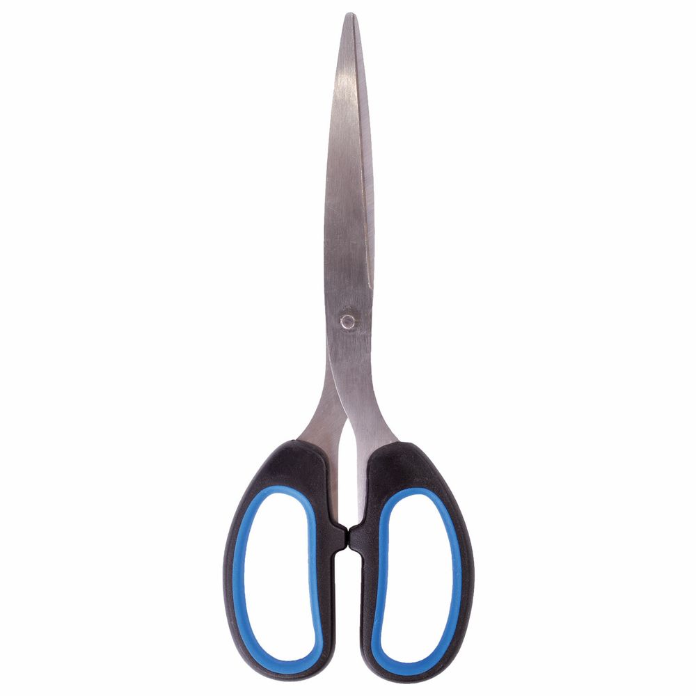 Ножницы BRAUBERG "Classic+", 205 мм, черно-синие, классической формы, резиновые вставки