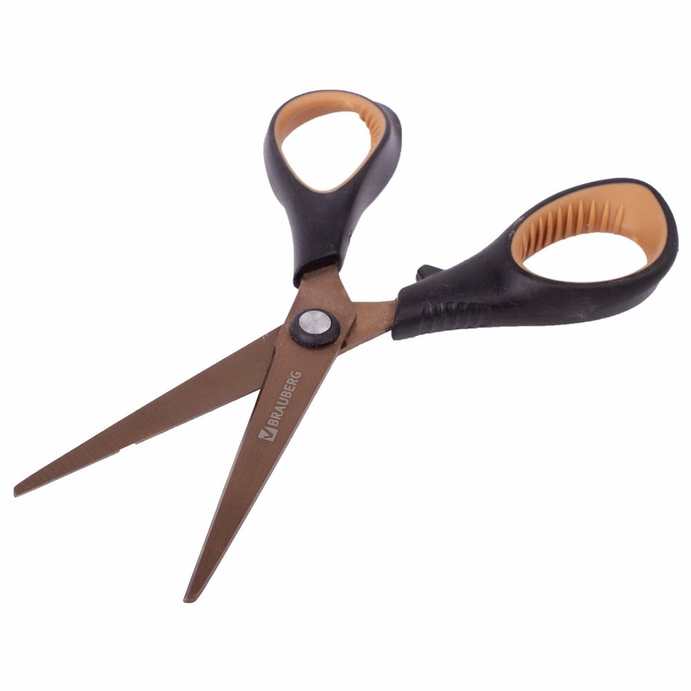 Ножницы BRAUBERG "Heavy Duty", 165 мм, суперпрочные, титановое покрытие, 2-х сторонняя заточка
