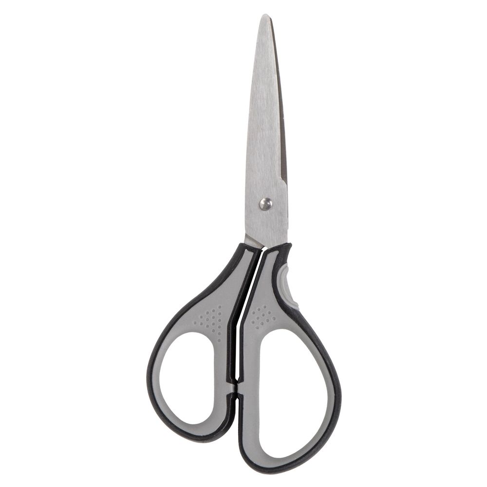 Ножницы BRAUBERG "SUPER", 175 мм, серо-черные, 2-х сторонняя заточка, эргономичные ручки