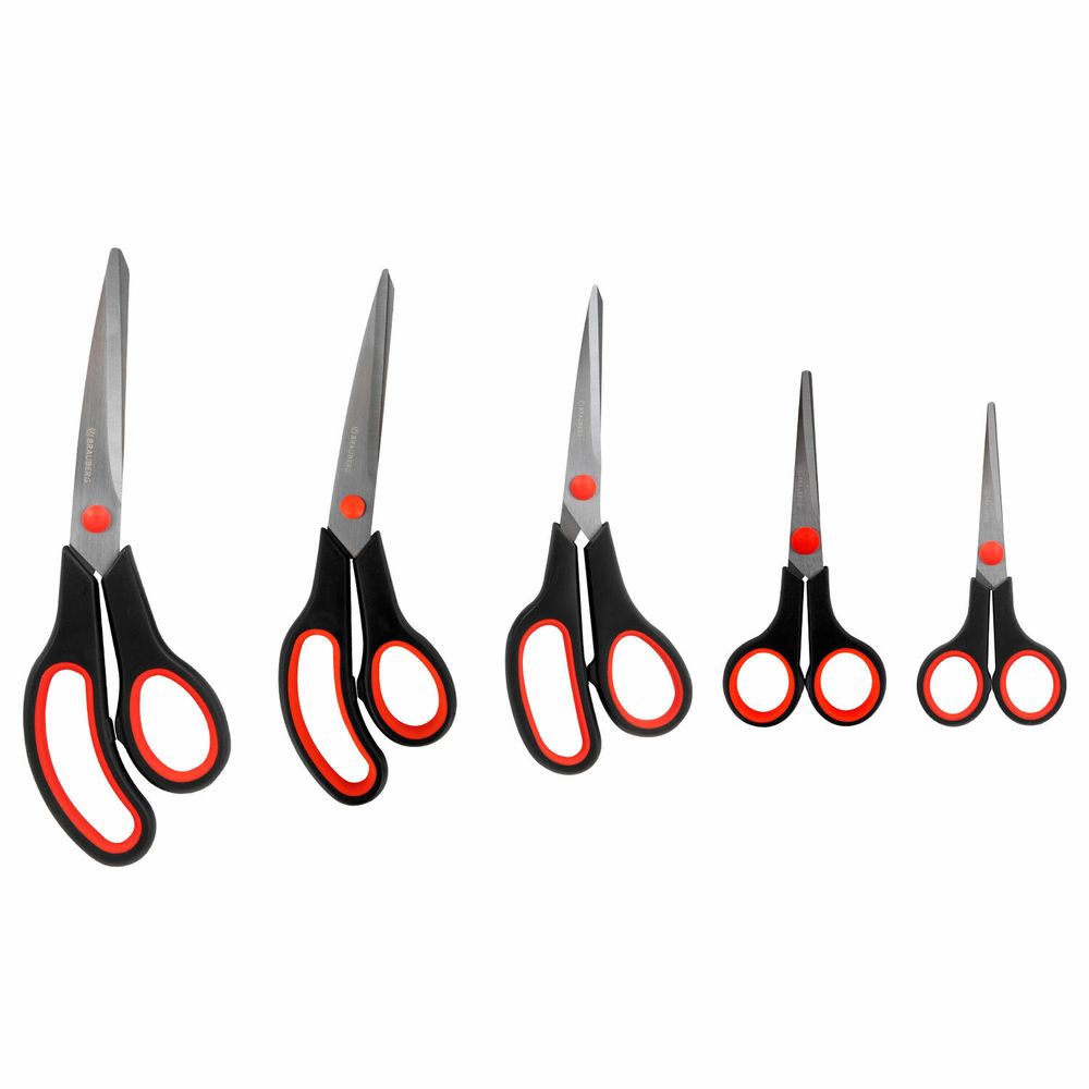 Ножницы BRAUBERG SOFT GRIP НАБОР 5 штук (140, 170, 190, 220, 240 мм)