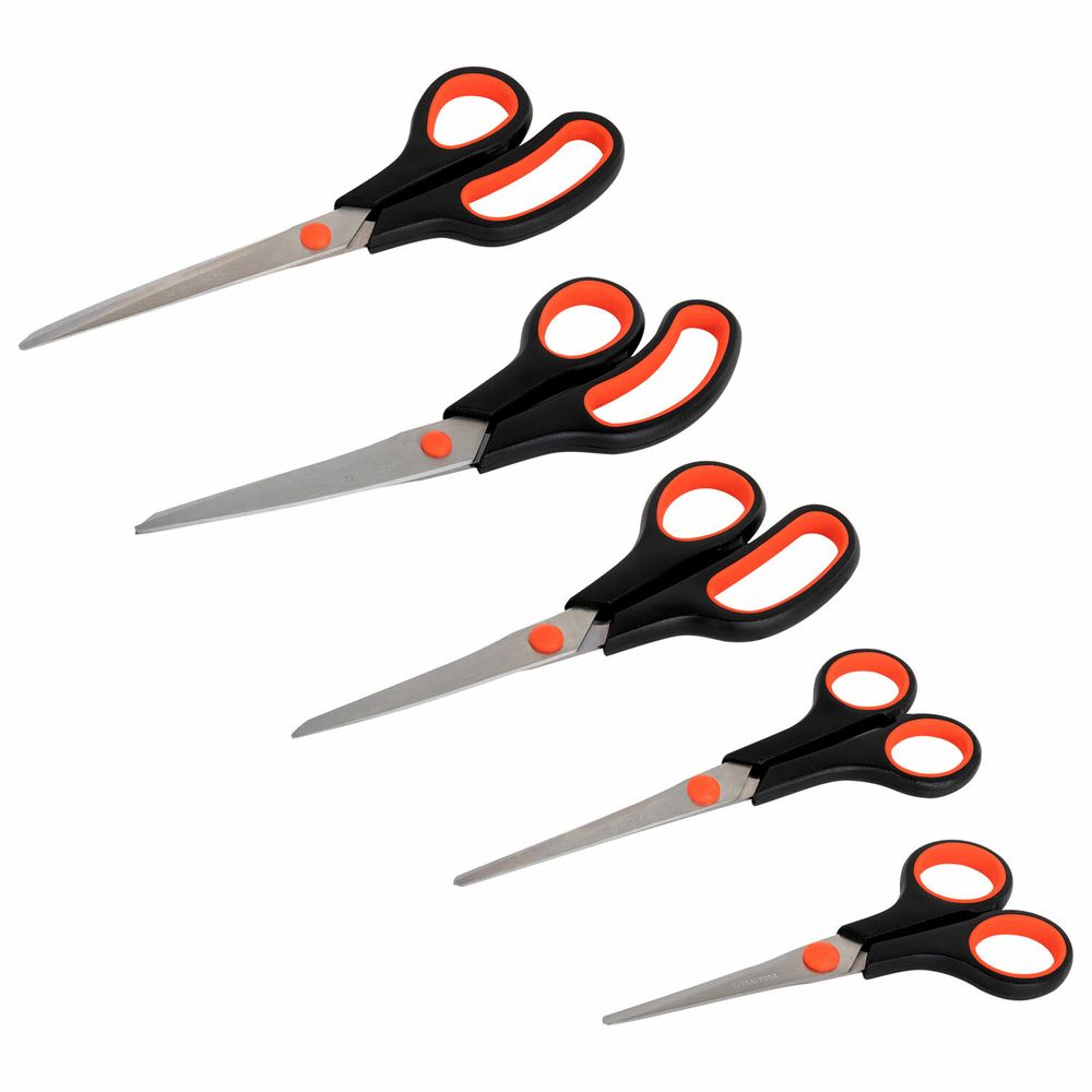 Ножницы BRAUBERG SOFT GRIP НАБОР 5 штук (140, 170, 190, 220, 240 мм)