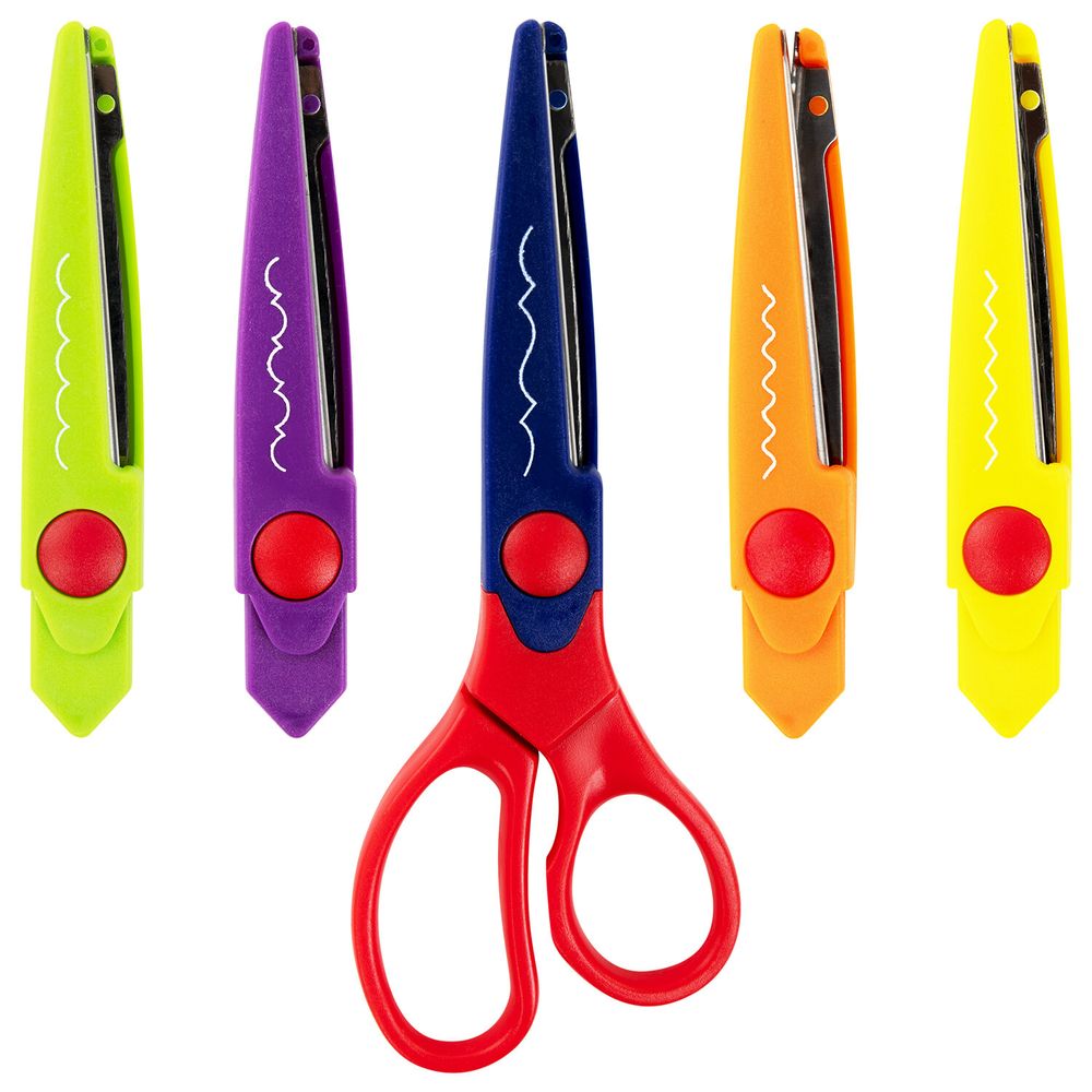 Ножницы ОСТРОВ СОКРОВИЩ, 165 мм, 5 сменных фигурных лезвий, в блистере