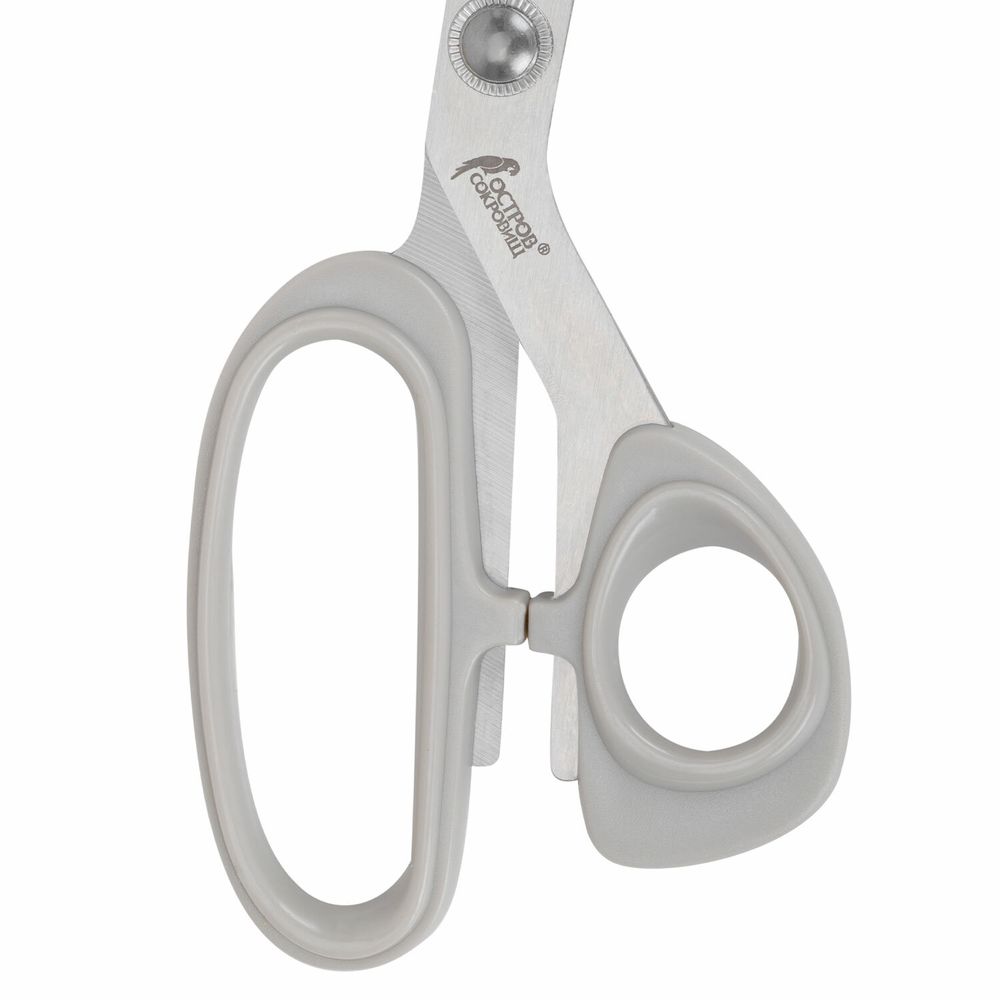 Ножницы портновские 255 мм, КЛАССИЧЕСКИЕ, серые, пластиковые ручки, ОСТРОВ СОКРОВИЩ