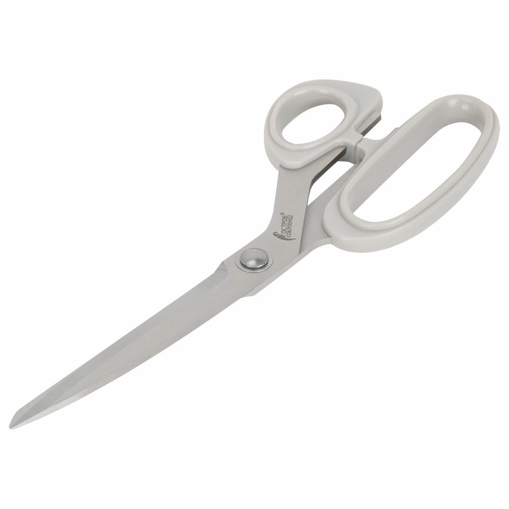 Ножницы портновские 255 мм, КЛАССИЧЕСКИЕ, серые, пластиковые ручки, ОСТРОВ СОКРОВИЩ