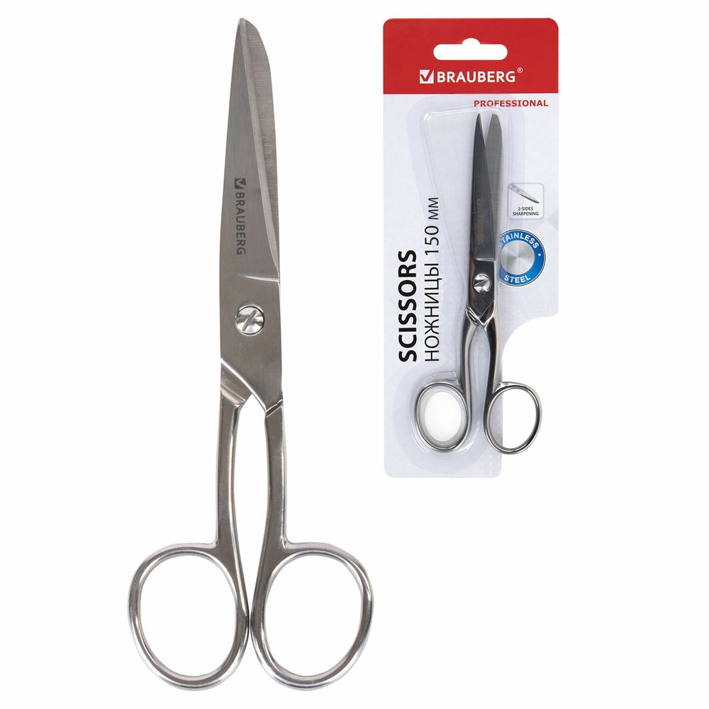 Ножницы цельнометаллические BRAUBERG "Professional"