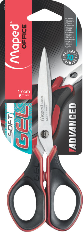Ножницы Maped Advanced Gel 17 см, Эргономичные Прорезиненные Ручки, Симметричные