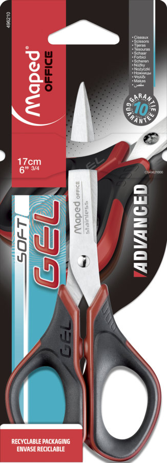 Ножницы Maped Advanced Gel 17 см, Эргономичные Прорезиненные Ручки, Симметричные
