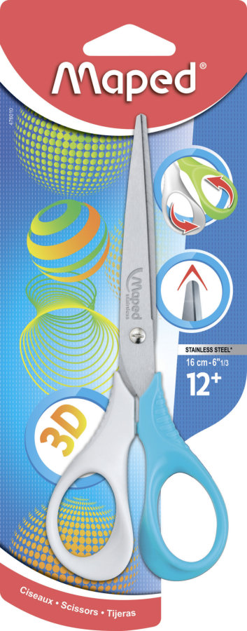 Ножницы 16 см MAPED SHAPE 3D, симметричные, ассорти, в блистере