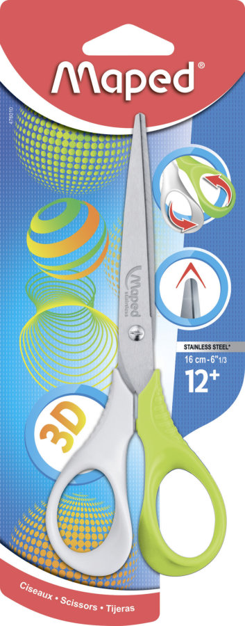 Ножницы 16 см MAPED SHAPE 3D, симметричные, ассорти, в блистере
