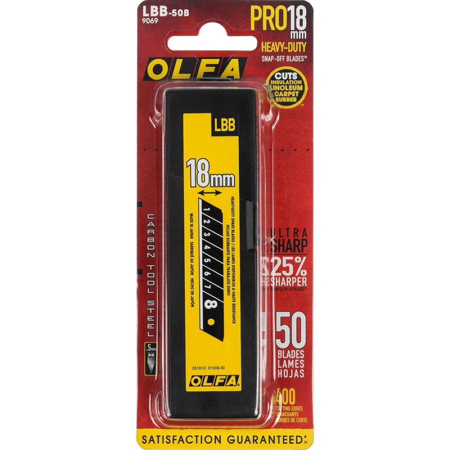 Лезвия сменные Olfa OL-LBB-50B 18 мм сегментированные (50 штук в упаковке)