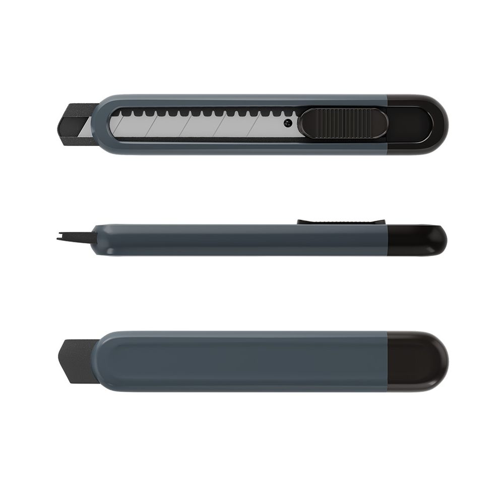 Нож канцелярский ErichKrause Butterfly Classic, с автоматической фиксацией лезвия, 18мм, серый (в блистере по 1 шт.)