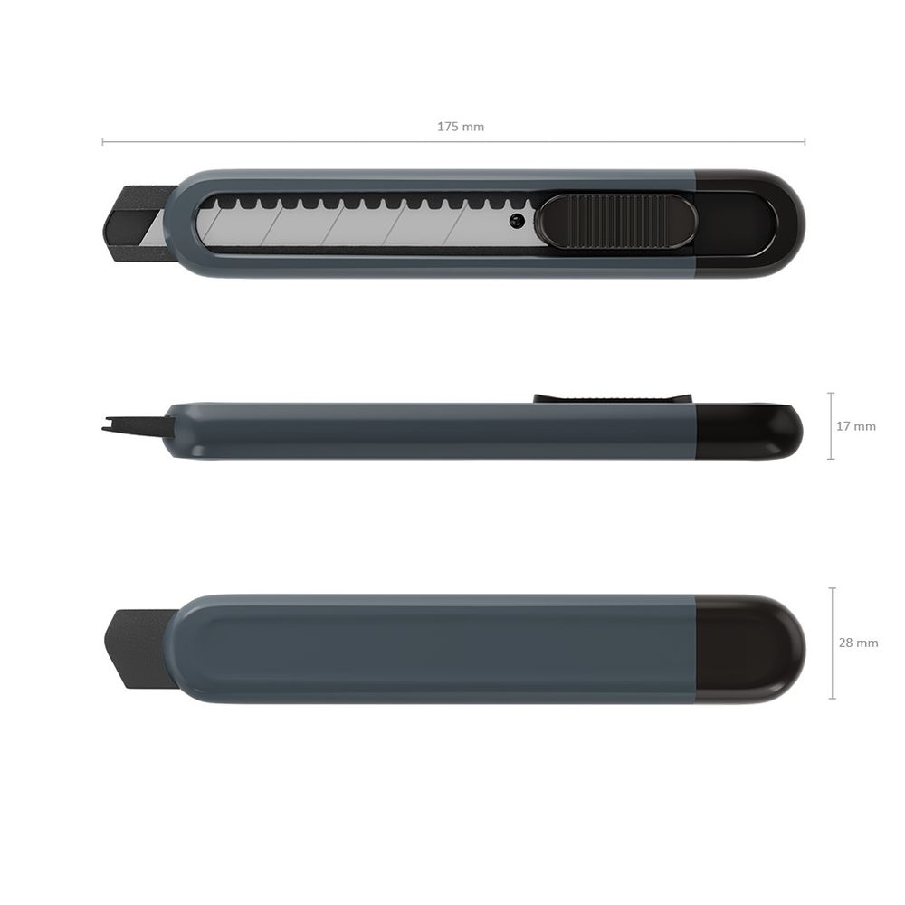 Нож канцелярский ErichKrause Butterfly Classic, с автоматической фиксацией лезвия, 18мм, серый (в блистере по 1 шт.)