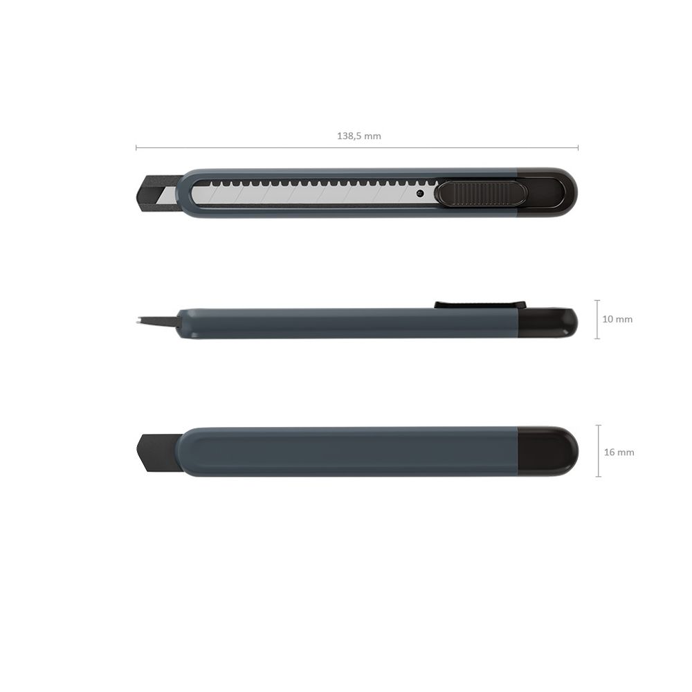 Нож канцелярский ErichKrause Butterfly Classic, с автоматической фиксацией лезвия, 9мм, серый (в блистере по 1 шт.)