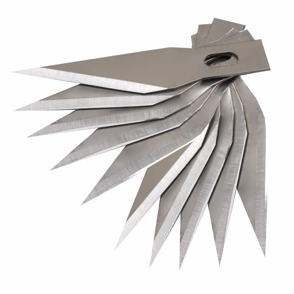 Нож макетный (скальпель) STAFF, 11 лезвий в комплекте, металлический корпус, блистер