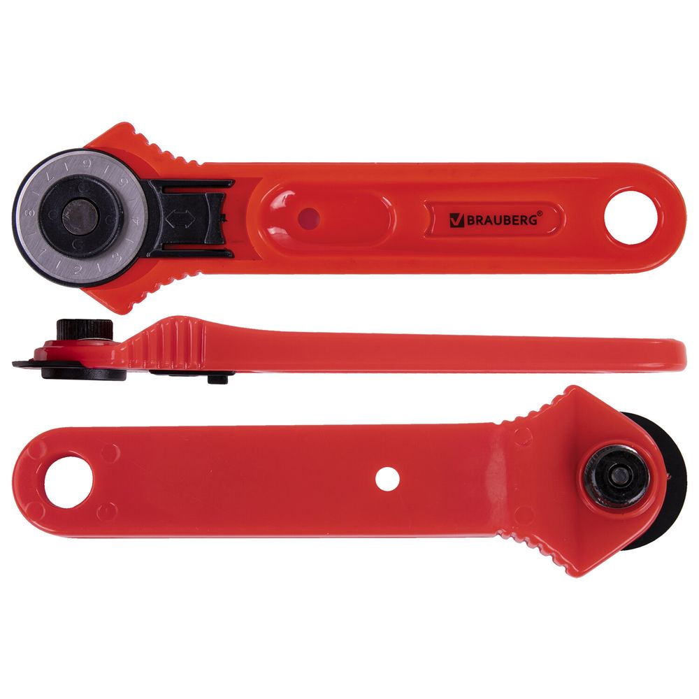 Нож раскройный роликовый 28 мм BRAUBERG, круглое лезвие