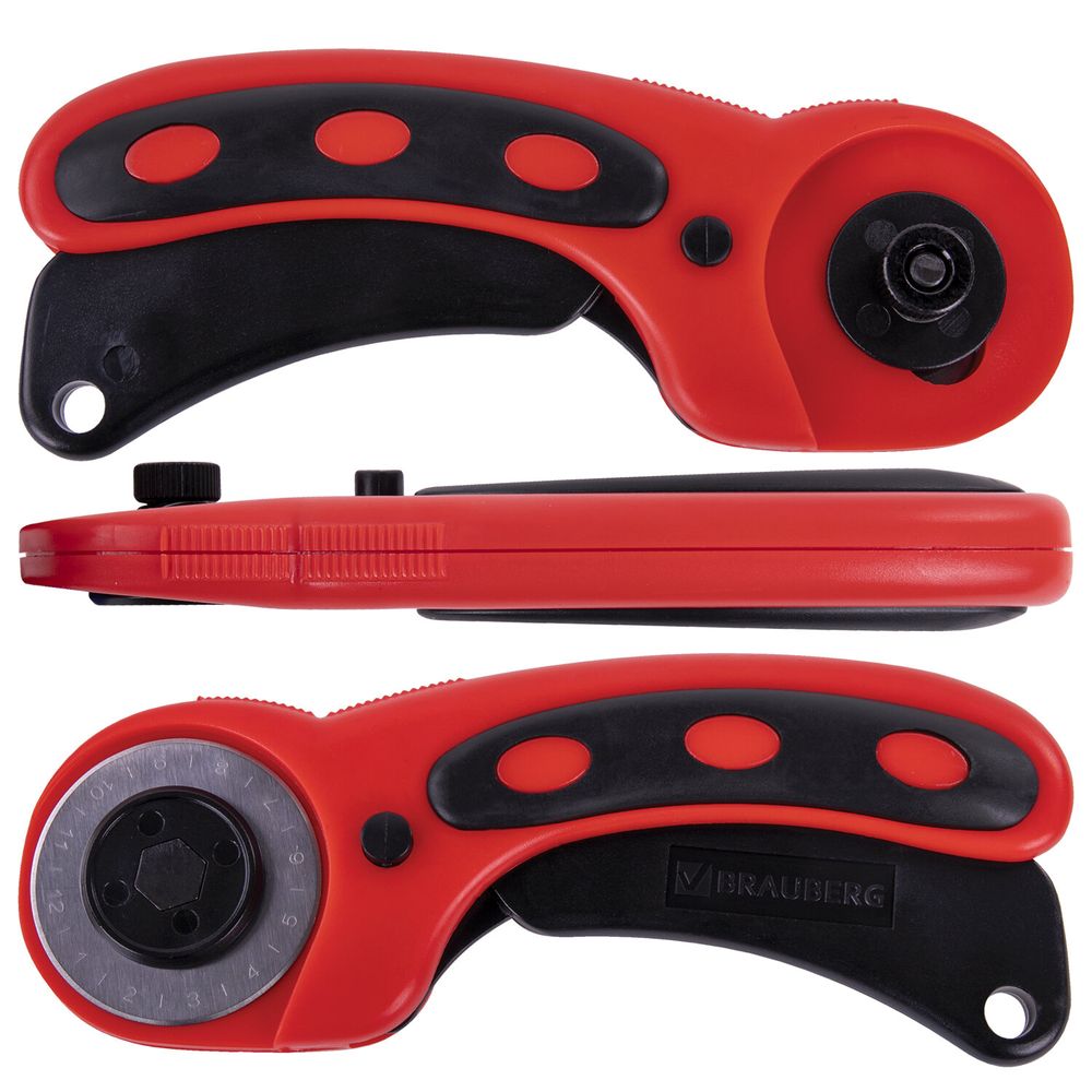 Нож раскройный роликовый 45 мм BRAUBERG PROFESSIONAL, 4 лезвия в комплекте, резиновые вставки