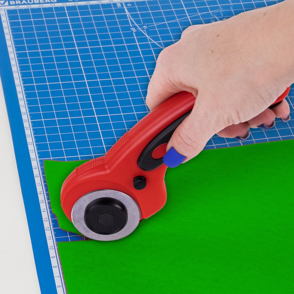 Нож раскройный роликовый 45 мм BRAUBERG PROFESSIONAL, 4 лезвия в комплекте, резиновые вставки