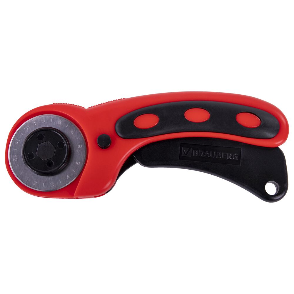 Нож раскройный роликовый 45 мм BRAUBERG PROFESSIONAL, круглое лезвие, резиновые вставки