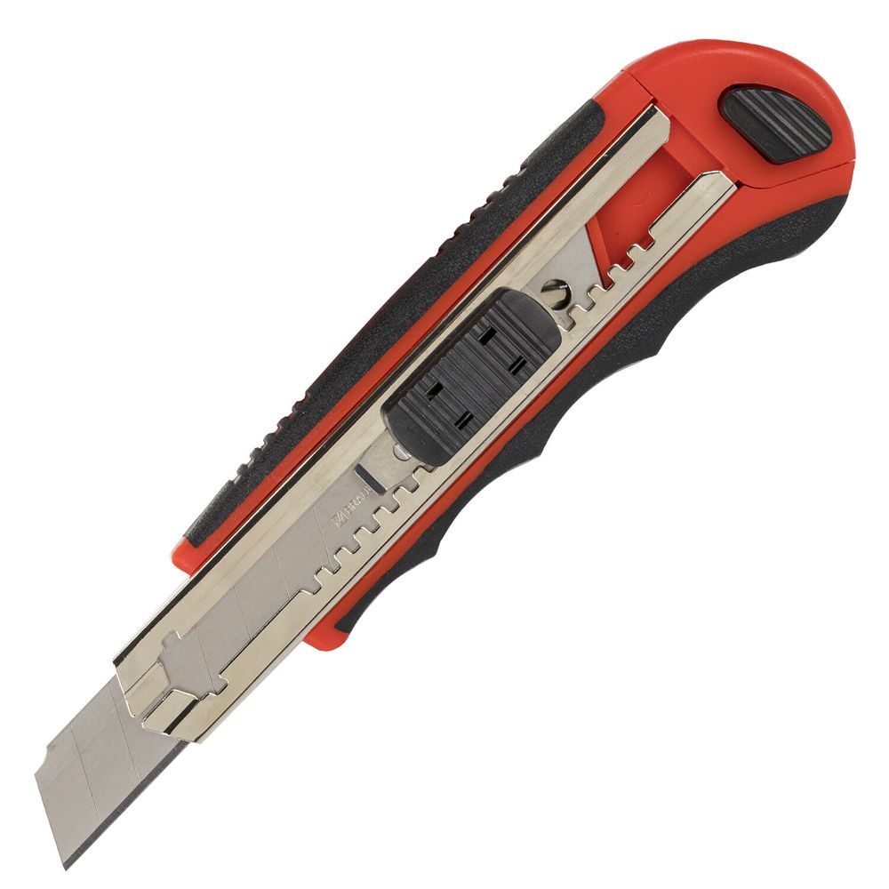 Нож канцелярский 18 мм BRAUBERG "Universal" с АВТОЗАМЕНОЙ ЛЕЗВИЙ, 6 лезвий в комплекте, автофиксатор