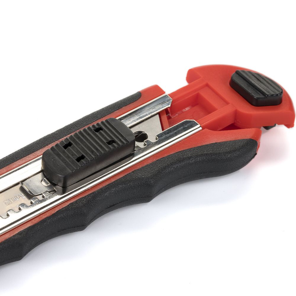 Нож канцелярский 18 мм BRAUBERG "Universal" с АВТОЗАМЕНОЙ ЛЕЗВИЙ, 6 лезвий в комплекте, автофиксатор