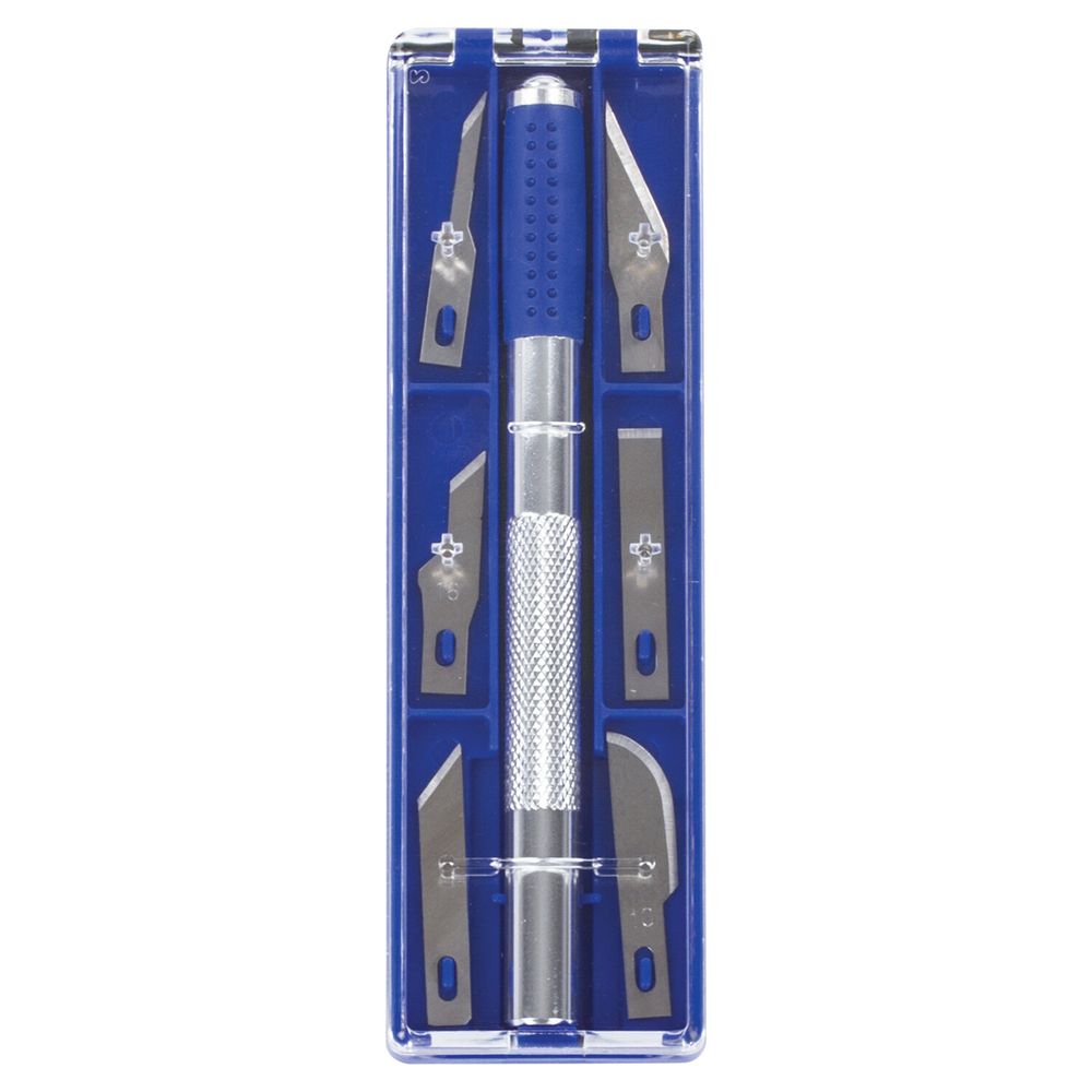 Нож макетный ОСТРОВ СОКРОВИЩ, 6 разновидностей лезвий, металл, пластиковый футляр